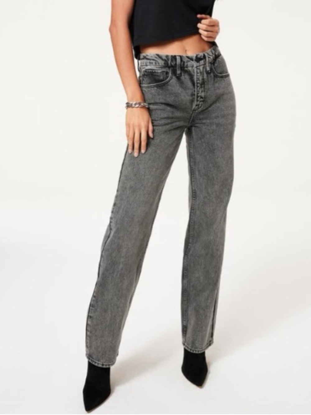 Good American Good Icon Loose Fit Straight Jeans 90's Inspired Size 25